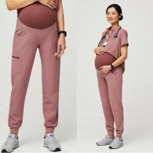 Figs NEW Women's 2XL Zamora Maternity Mineral Mauve Pink Jogger Scrub Pants